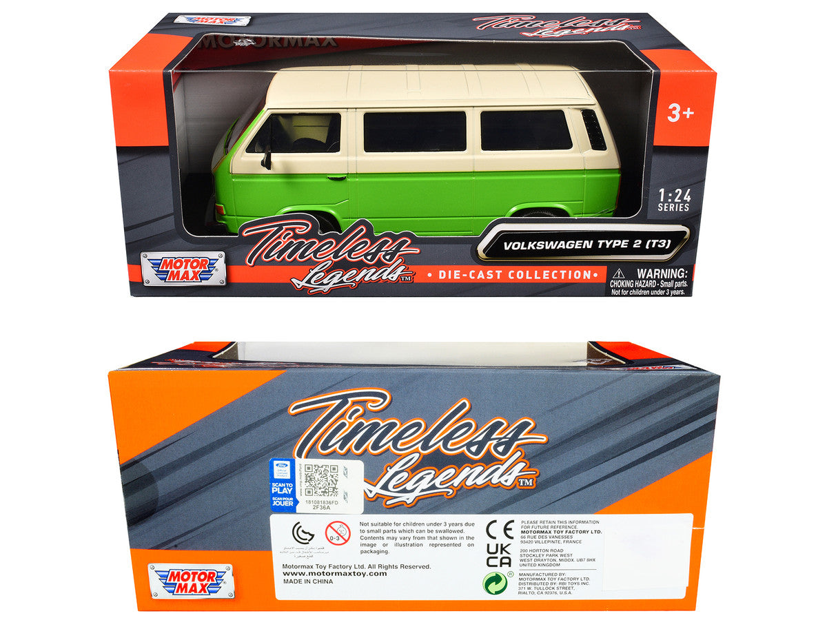 Volkswagen Type 2 (T3) Van Green and Beige "Timeless Legends" Series 1/24 Diecast Model Car by Motormax-2
