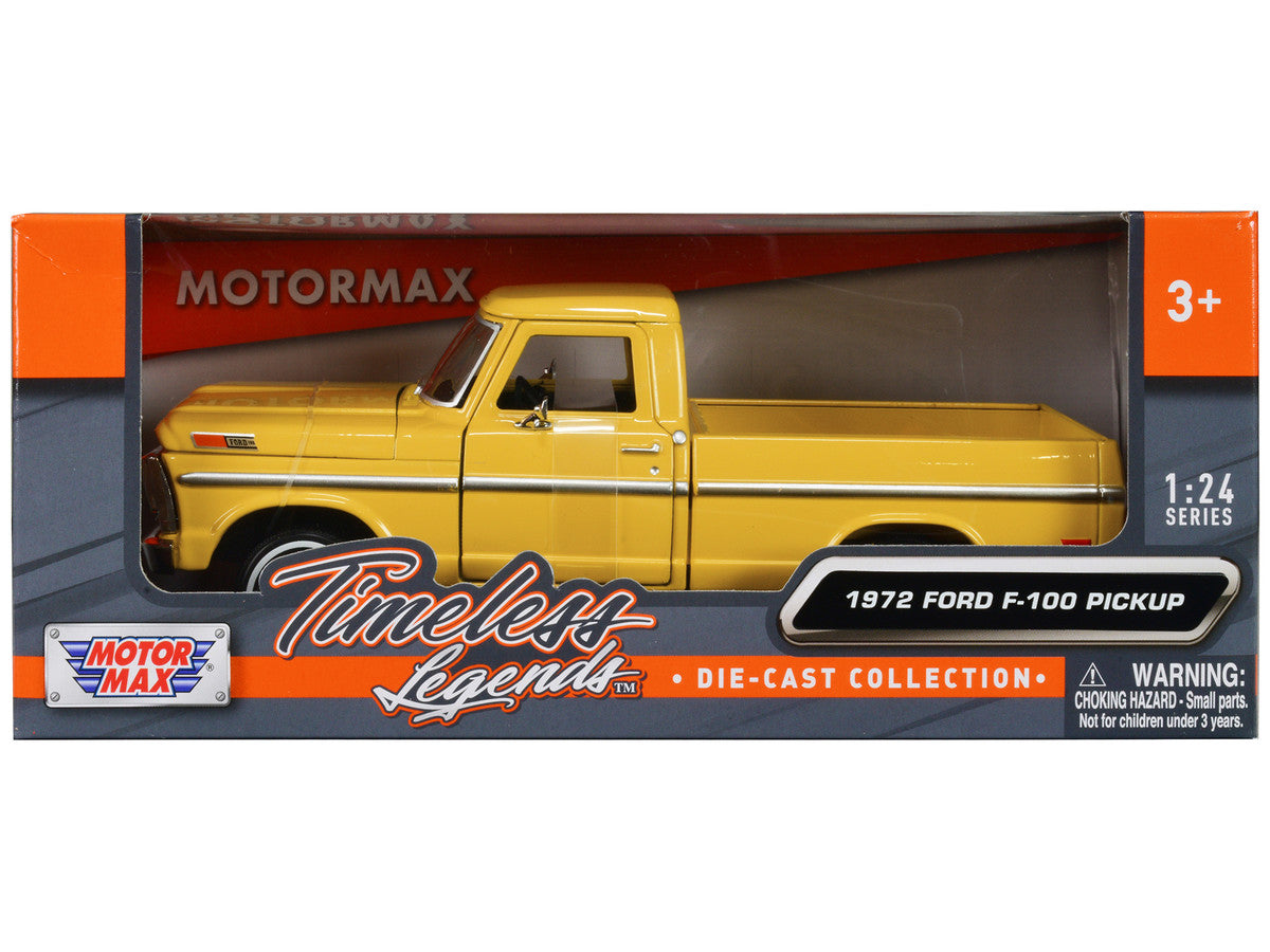 1972 Ford F-100 Pickup Truck Yellow "Timeless Legends" Series 1/24 Diecast Model Car by Motormax-0