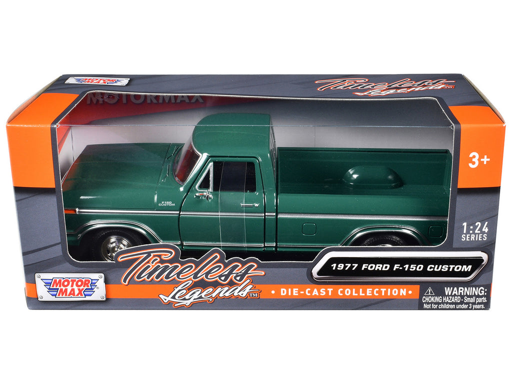 1977 Ford F-150 Custom Pickup Truck Green "Timeless Legends" Series 1/24 Diecast Model Car by Motormax-2