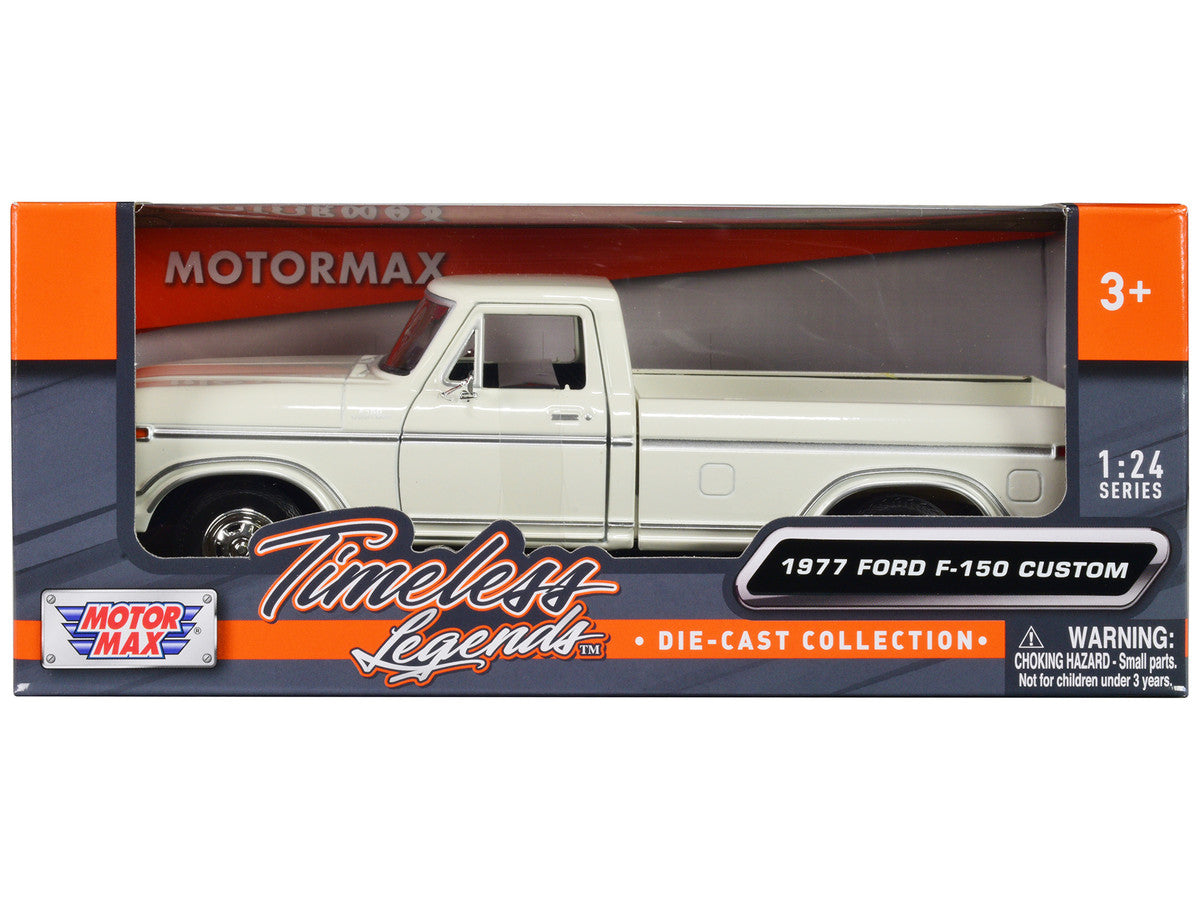 1977 Ford F-150 Custom Pickup Truck White "Timeless Legends" Series 1/24 Diecast Model Car by Motormax-0