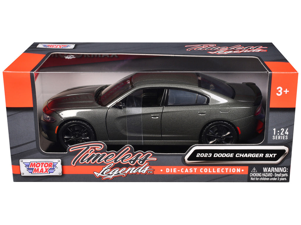 2023 Dodge Charger SXT Gray Metallic "Timeless Legends" Series 1/24 Diecast Model Car by Motormax-0