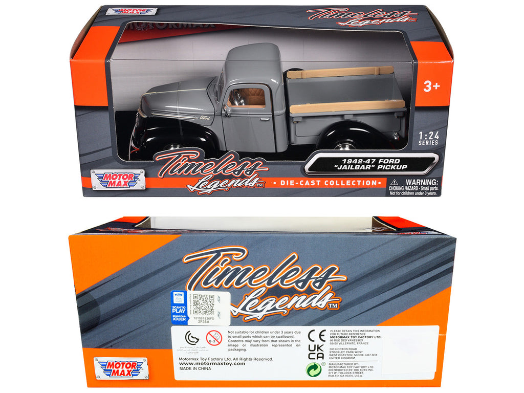 1942-47 Ford "Jailbar" Pickup Truck Gray and Black "Timeless Legends" Series 1/24 Diecast Model Car by Motormax-2