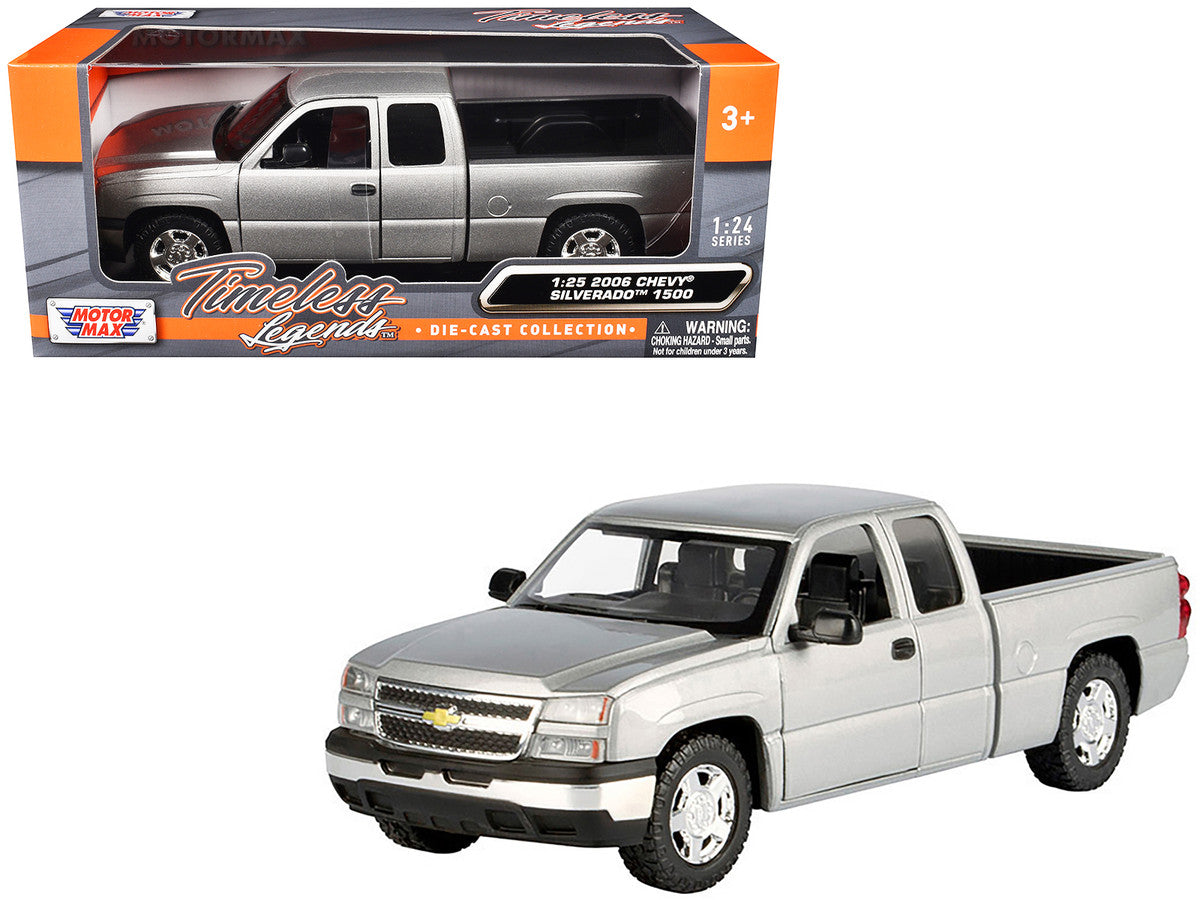 2006 Chevrolet Silverado 1500 Pickup Truck Gray Metallic "Timeless Legends" Series 1/25 Diecast Model Car by Motormax-0