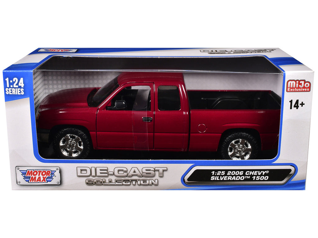 2006 Chevrolet Silverado 1500 Pickup Truck Red Metallic "Die-Cast Collection" Series 1/25 Diecast Model Car by Motormax-1