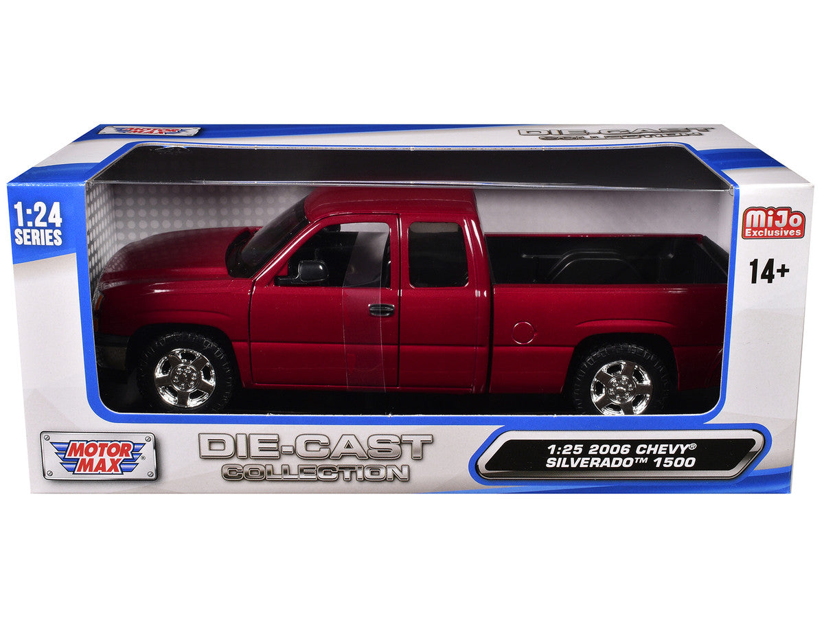 2006 Chevrolet Silverado 1500 Pickup Truck Red Metallic "Die-Cast Collection" Series 1/25 Diecast Model Car by Motormax-1