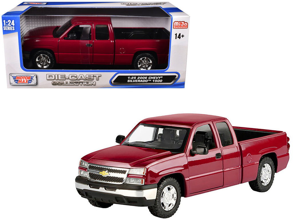 2006 Chevrolet Silverado 1500 Pickup Truck Red Metallic "Die-Cast Collection" Series 1/25 Diecast Model Car by Motormax-2