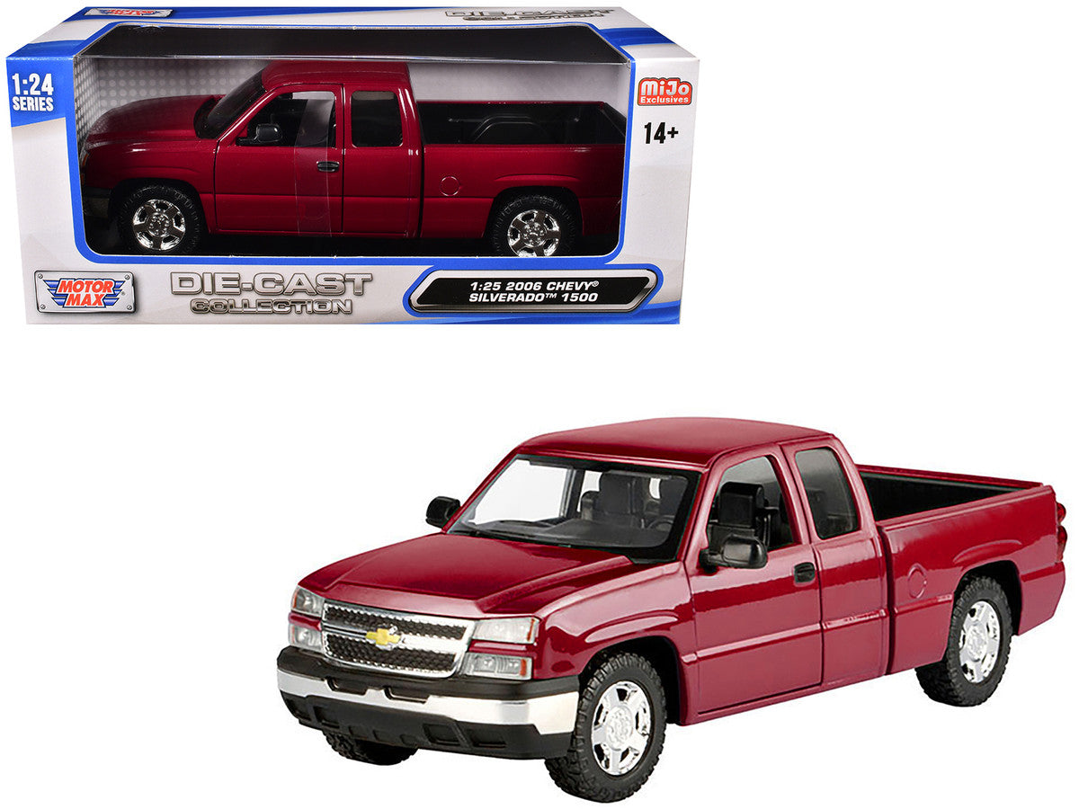 2006 Chevrolet Silverado 1500 Pickup Truck Red Metallic "Die-Cast Collection" Series 1/25 Diecast Model Car by Motormax-2