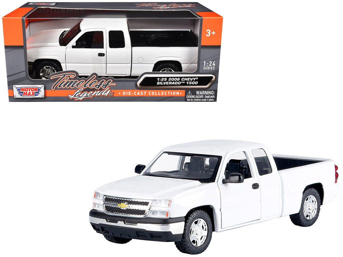 2006 Chevrolet Silverado 1500 Pickup Truck White "Timeless Legends" Series 1/25 Diecast Model Car by Motormax-0