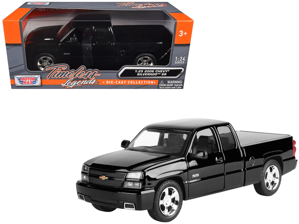 2006 Chevrolet Silverado SS Pickup Truck Black "Timeless Legends" Series 1/25 Diecast Model Car by Motormax-0
