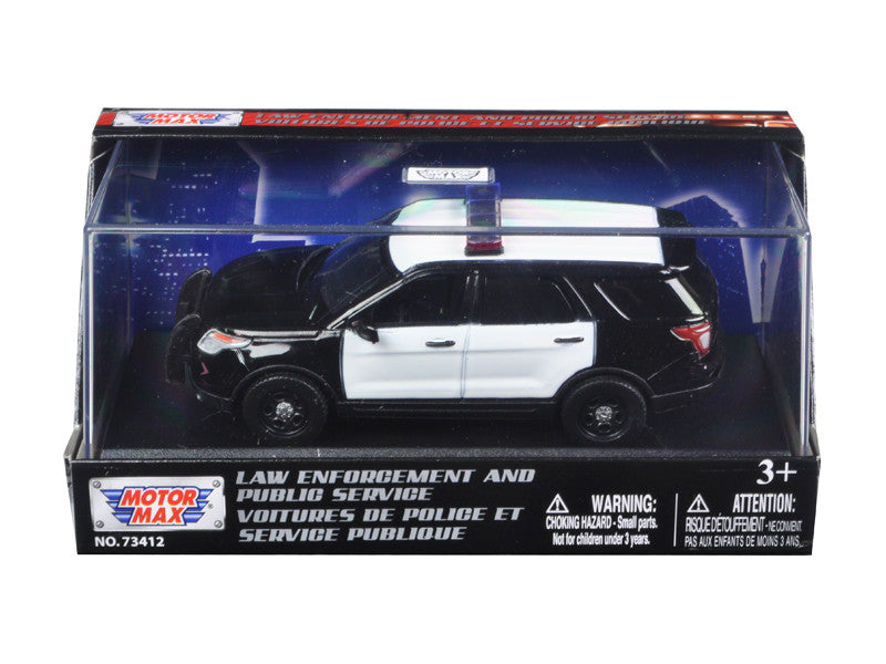 2015 Ford Police Interceptor Utility Plain Black and White 1/43 Diecast Model Car by Motormax-0
