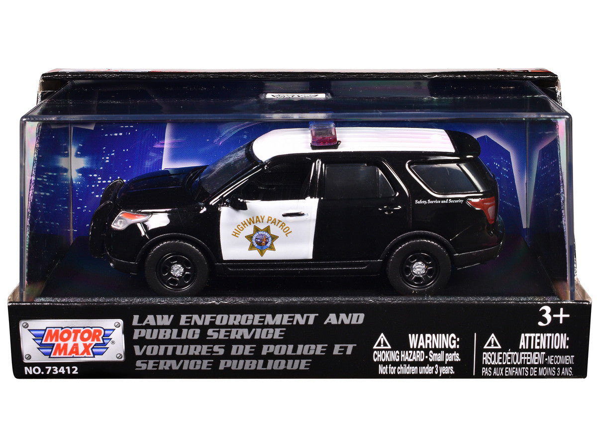 2015 Ford Police Interceptor Utility "California Highway Patrol" Black and White "Law Enforcement and Public Service" Series 1/43 Diecast Model Car by Motormax-0