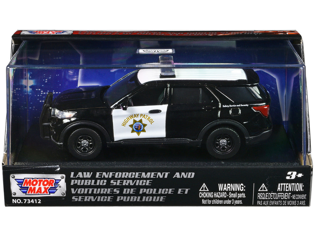 2022 Ford Police Interceptor Utility "California Highway Patrol" Black and White "Law Enforcement and Public Service" Series 1/43 Diecast Model Car by Motormax-0
