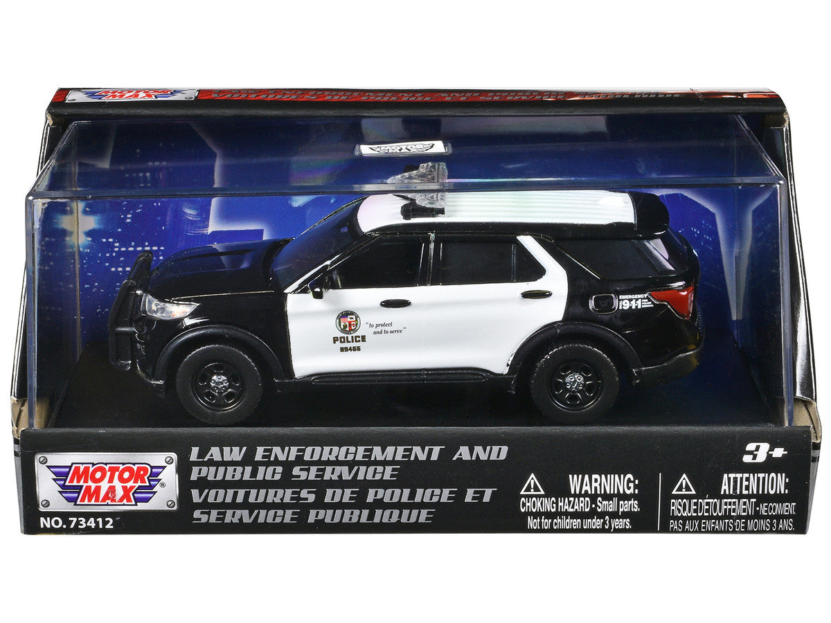 2022 Ford Police Interceptor Utility "LAPD (Los Angeles Police Department)" Black and White "Law Enforcement and Public Service" Series 1/43 Diecast Model Car by Motormax-0