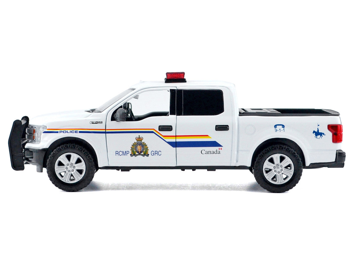 2019 Ford F-150 Lariat Crew Cab Pickup Truck "Royal Canadian Mounted Police" White with Flashing Light Bar and Front and Rear Lights and Sounds "Law Enforcement and Public Service" Series 1/24-1/27 Diecast Model Car by Motormax-0