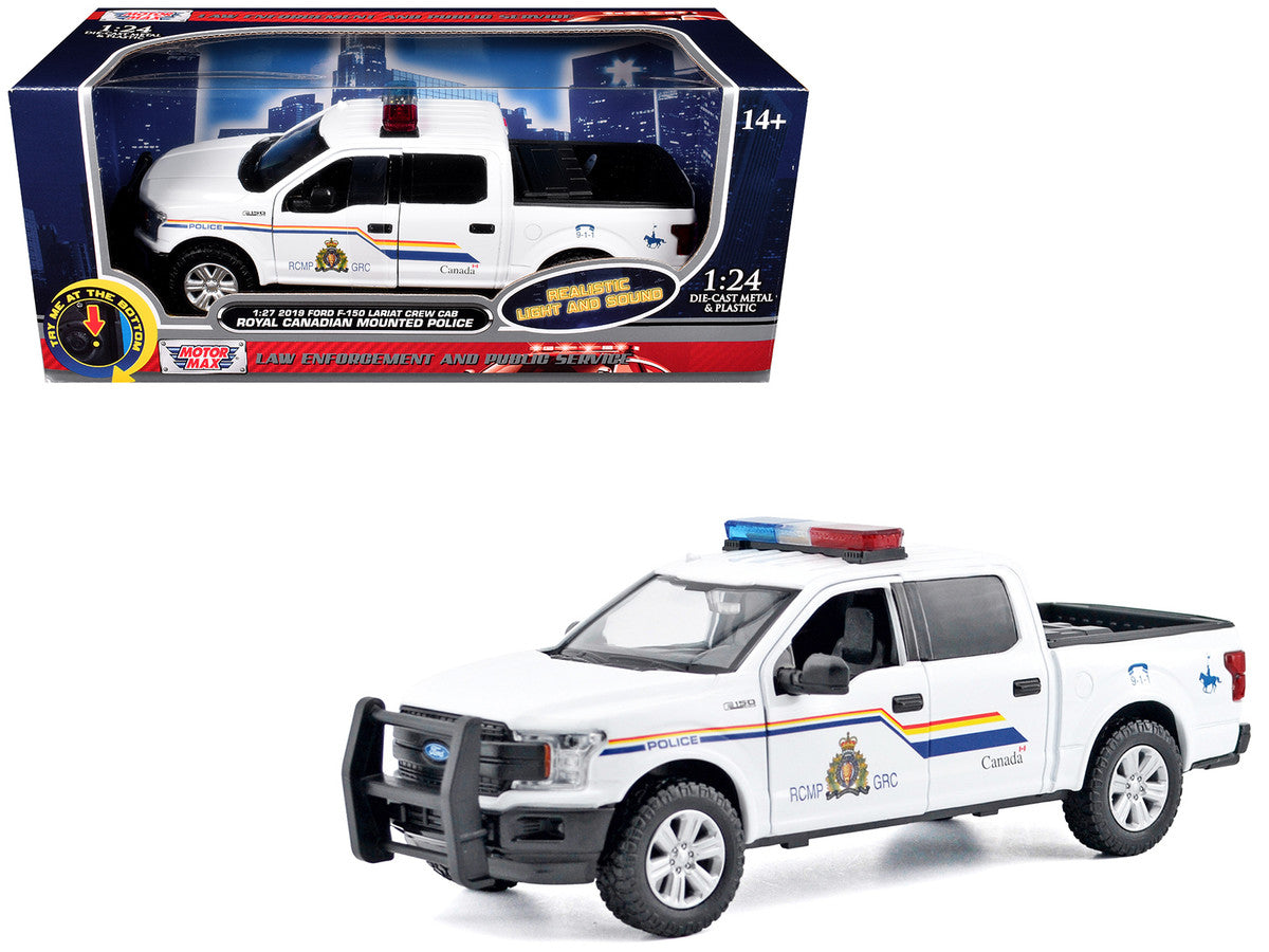 2019 Ford F-150 Lariat Crew Cab Pickup Truck "Royal Canadian Mounted Police" White with Flashing Light Bar and Front and Rear Lights and Sounds "Law Enforcement and Public Service" Series 1/24-1/27 Diecast Model Car by Motormax-4