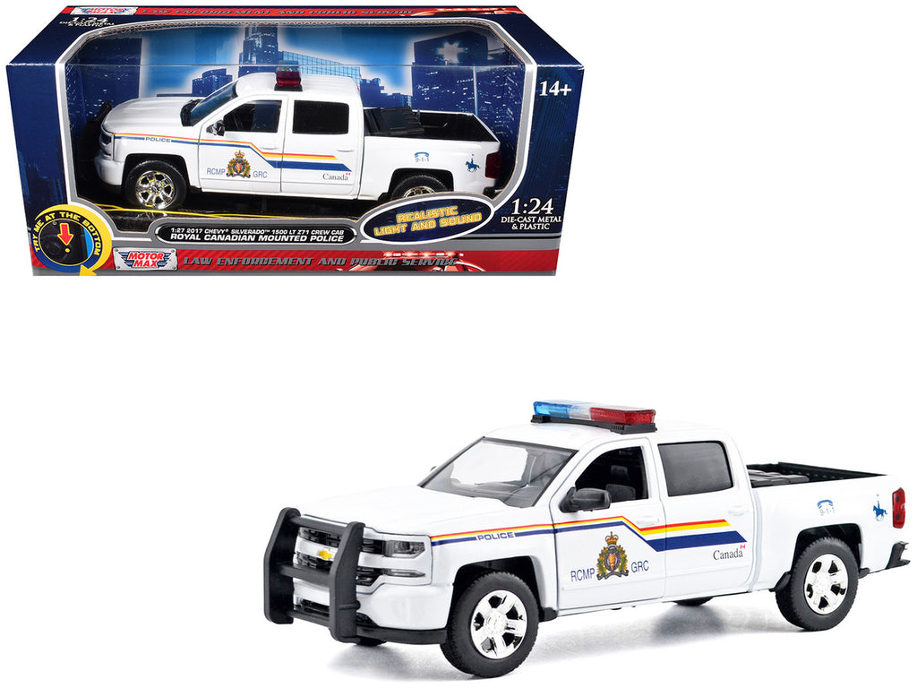 2017 Chevrolet Silverado 1500 LT Z71 Crew Cab Pickup Truck "Royal Canadian Mounted Police" White with Flashing Light Bar and Front and Rear Lights and Sounds "Law Enforcement and Public Service" Series 1/24-1/27 Diecast Model Car by Motormax-4