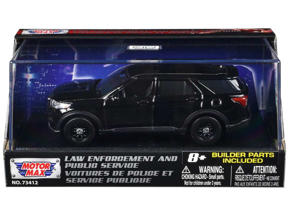 2022 Ford Police Interceptor Utility Black Unmarked "Custom Builder's Kit" "Law Enforcement and Public Service" Series 1/43 Diecast Model Car by Motormax-0
