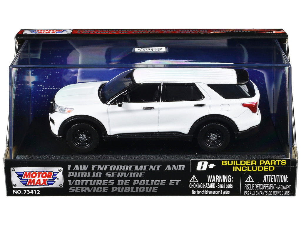 2022 Ford Police Interceptor Utility White Unmarked "Custom Builder's Kit" "Law Enforcement and Public Service" Series 1/43 Diecast Model Car by Motormax-0