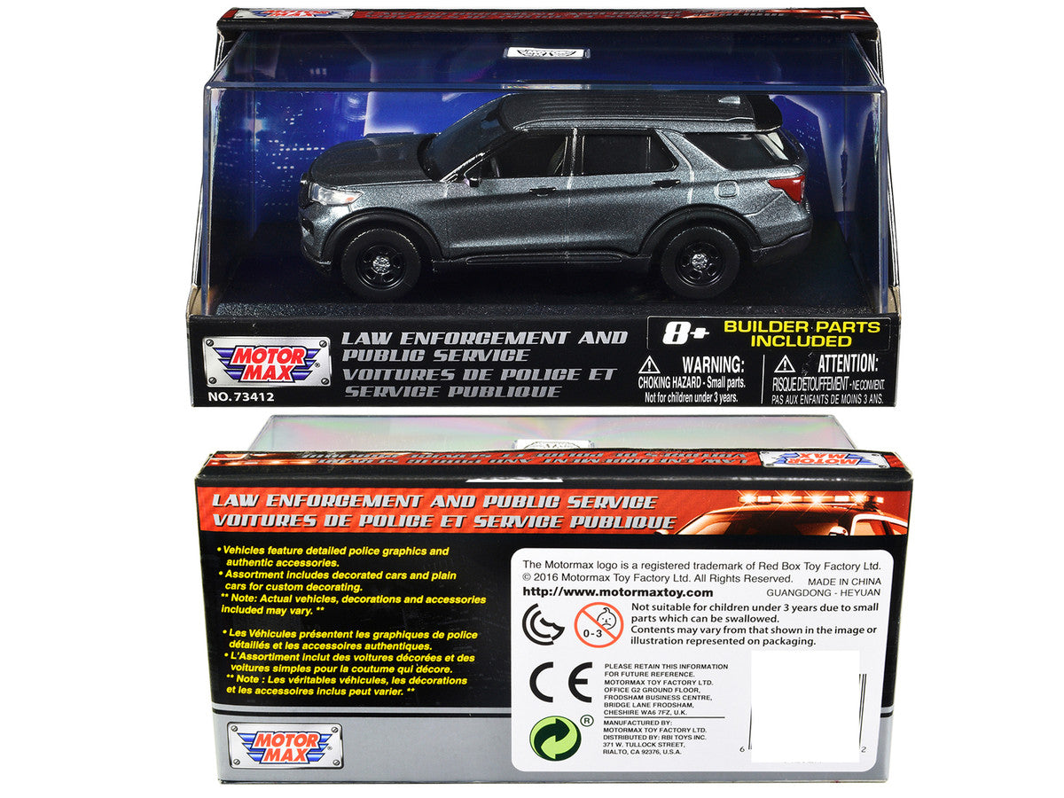 2022 Ford Police Interceptor Utility Gray Metallic Unmarked "Custom Builder's Kit" "Law Enforcement and Public Service" Series 1/43 Diecast Model Car by Motormax-1
