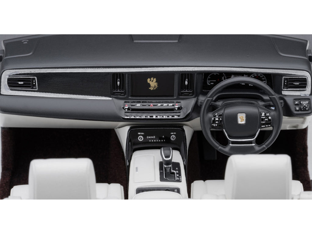 Toyota Century Open Car Convertible RHD (Right Hand Drive) Black with White Interior 1/18 Model Car by Autoart-2