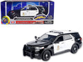 2015 Ford Police Interceptor Utility Black and White "Los Angeles Police Department (LAPD)" with Flashing Light Bar and Front and Rear Lights and Sounds 1/24 Diecast Model Car by Motormax-0