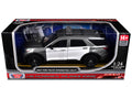 2022 Ford Police Interceptor Utility Gray Metallic with White Doors "Builder's Kit" with Flashing Light Bar and Front and Rear Lights and Sounds 1/24 Diecast Model Car by Motormax-0