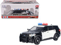 2022 Ford Police Interceptor Utility Black and White "Builder's Kit" with Flashing Light Bar and Front and Rear Lights and Sounds 1/24 Diecast Model Car by Motormax-0
