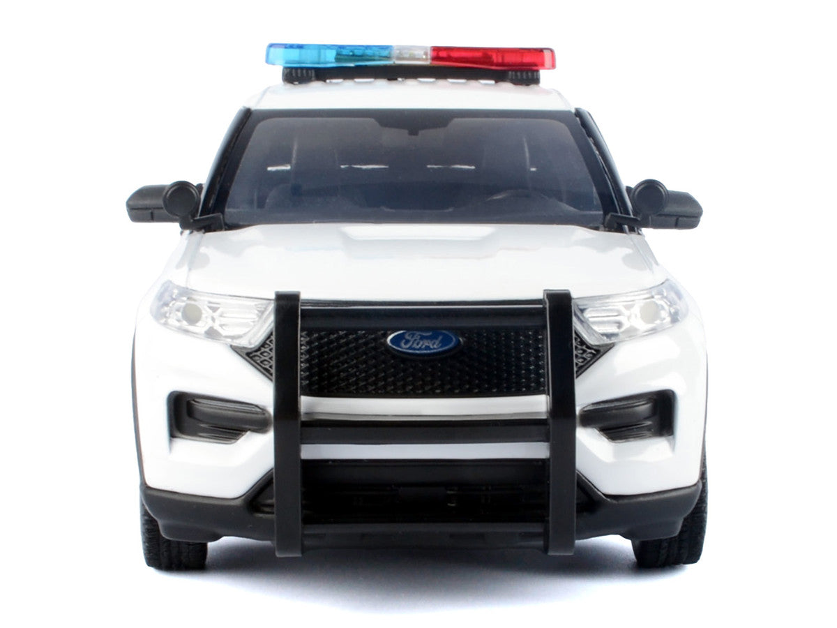 2022 Ford Police Interceptor Utility Plain White "Builder's Kit" with Flashing Light Bar and Front and Rear Lights and Sounds 1/24 Diecast Model Car by Motormax-3