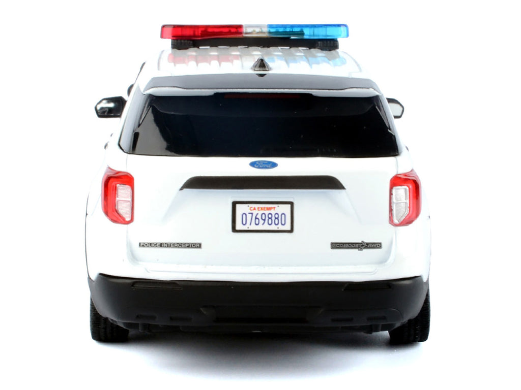 2022 Ford Police Interceptor Utility Plain White "Builder's Kit" with Flashing Light Bar and Front and Rear Lights and Sounds 1/24 Diecast Model Car by Motormax-2