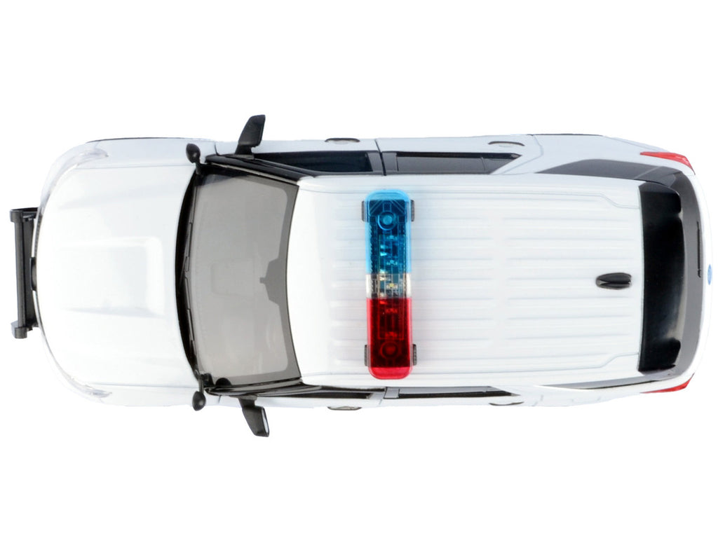 2022 Ford Police Interceptor Utility Plain White "Builder's Kit" with Flashing Light Bar and Front and Rear Lights and Sounds 1/24 Diecast Model Car by Motormax-4