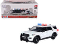 2022 Ford Police Interceptor Utility Plain White "Builder's Kit" with Flashing Light Bar and Front and Rear Lights and Sounds 1/24 Diecast Model Car by Motormax-0
