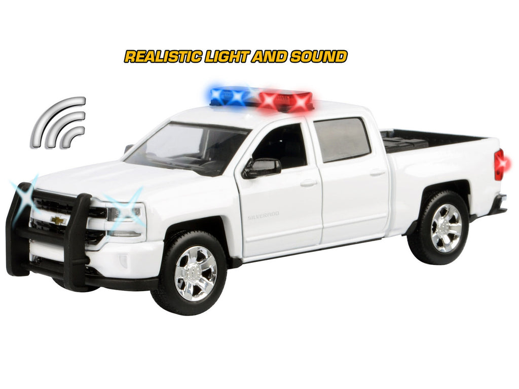 2017 Chevrolet Silverado 1500 LT Z71 Crew Cab Pickup Truck White with Flashing Light Bar and Front and Rear Lights and Sounds 1/24-1/27 Diecast Model Car by Motormax-2