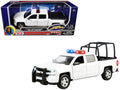 2017 Chevrolet Silverado 1500 LT Z71 Crew Cab Pickup Truck with White with Flashing Light Bar and Front and Rear Lights and Sounds 1/24-1/27 Diecast Model Car by Motormax-0