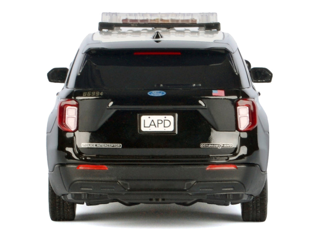 2022 Ford Police Interceptor Utility Black and White "Los Angeles Police Department (LAPD)" with Flashing Light Bar and Front and Rear Lights and Sounds 1/24 Diecast Model Car by Motormax-3