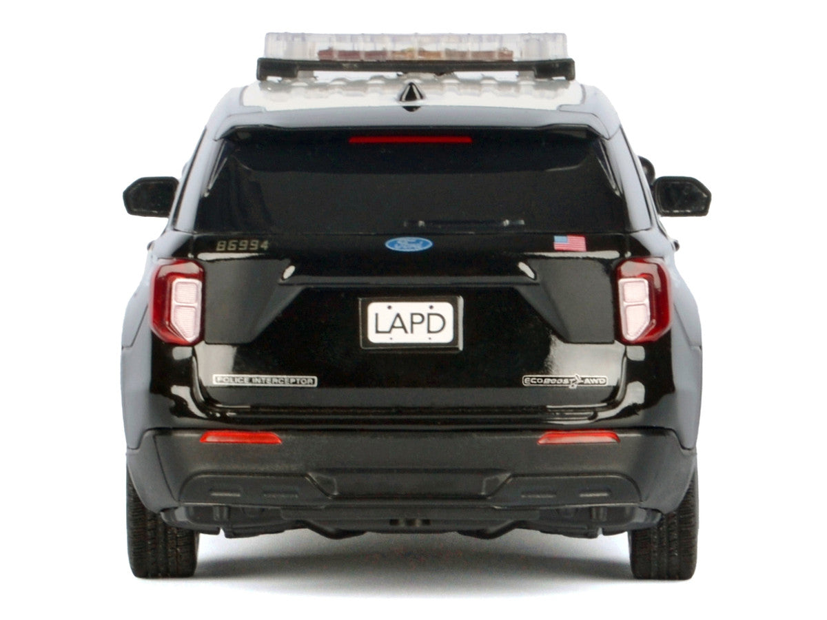 2022 Ford Police Interceptor Utility Black and White "Los Angeles Police Department (LAPD)" with Flashing Light Bar and Front and Rear Lights and Sounds 1/24 Diecast Model Car by Motormax-3