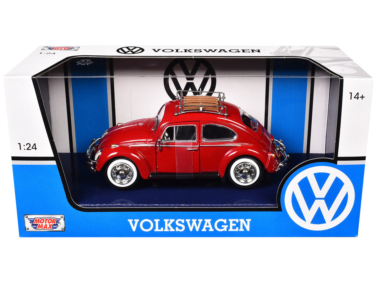 1966 Volkswagen Classic Beetle Red 1/24 Diecast Car Model by Motormax-2