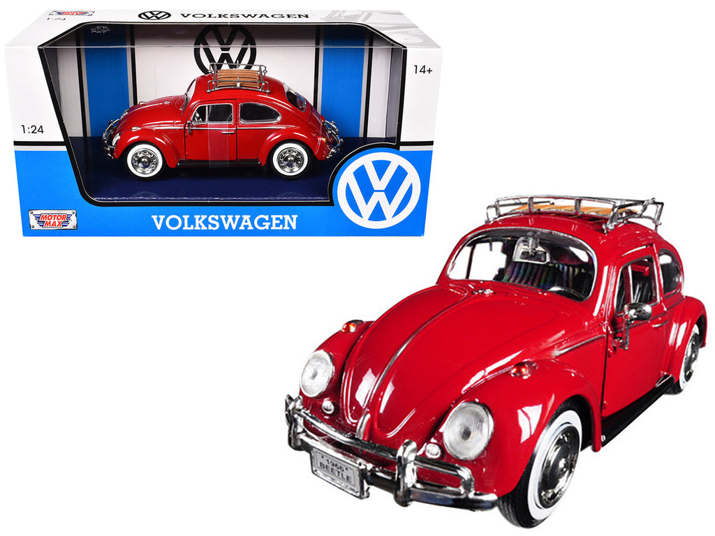 1966 Volkswagen Classic Beetle Red 1/24 Diecast Car Model by Motormax-0