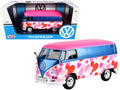 Volkswagen Type 2 (T1) Delivery Van "Love" Pink and Blue Metallic 1/24 Diecast Model Car by Motormax-0
