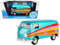 Volkswagen Type 2 (T1) Delivery Van "Peace" Turquoise Metallic 1/24 Diecast Model Car by Motormax-0