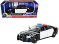 2023 Dodge Charger Pursuit Police Car Black and White with Flashing Light Bar Front and Rear Lights and 2 Sounds "Builder's Kit" 1/24 Diecast Model Car by Motormax-0