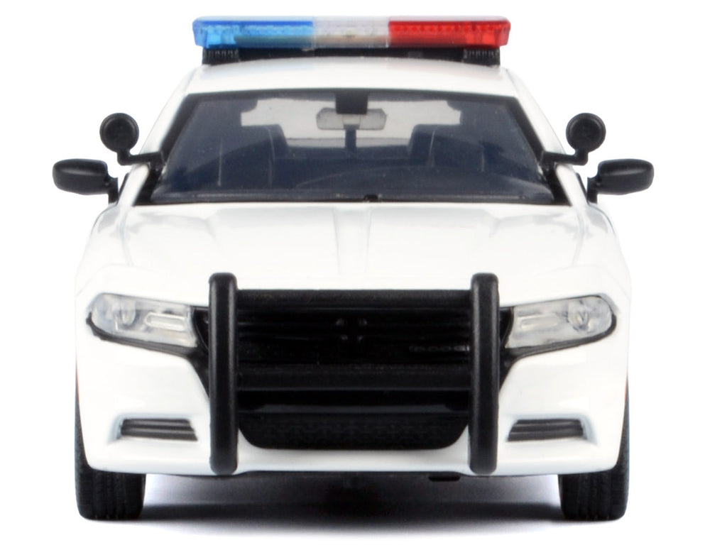 2023 Dodge Charger Pursuit Police Car Unmarked White with Flashing Light Bar Front and Rear Lights and 2 Sounds "Builder's Kit" 1/24 Diecast Model Car by Motormax-3