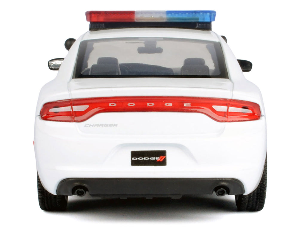 2023 Dodge Charger Pursuit Police Car Unmarked White with Flashing Light Bar Front and Rear Lights and 2 Sounds "Builder's Kit" 1/24 Diecast Model Car by Motormax-2