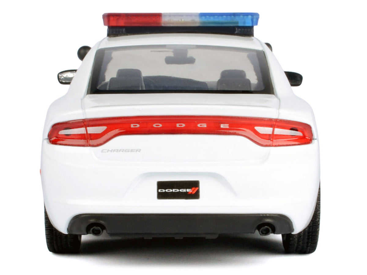 2023 Dodge Charger Pursuit Police Car Unmarked White with Flashing Light Bar Front and Rear Lights and 2 Sounds "Builder's Kit" 1/24 Diecast Model Car by Motormax-2