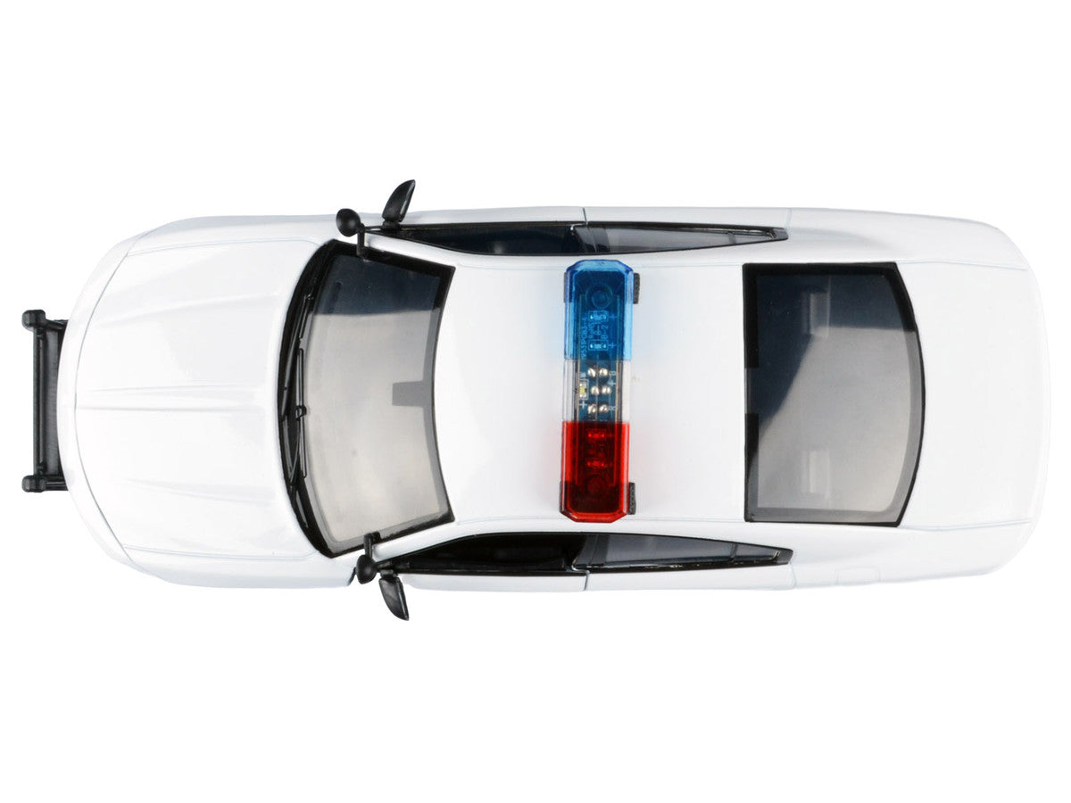 2023 Dodge Charger Pursuit Police Car Unmarked White with Flashing Light Bar Front and Rear Lights and 2 Sounds "Builder's Kit" 1/24 Diecast Model Car by Motormax-1