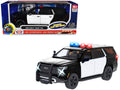 2025 Chevrolet Tahoe PPV Black and White "Builder's Kit" with Flashing Light Bar and Front and Rear Lights and Sounds 1/24 Diecast Model Car by Motormax-0