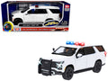 2025 Chevrolet Tahoe PPV White "Builder's Kit" with Flashing Light Bar and Front and Rear Lights and Sounds 1/24 Diecast Model Car by Motormax-0