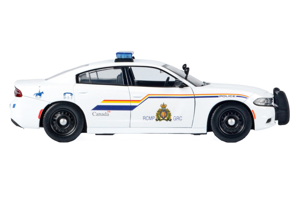 2023 Dodge Charger Pursuit Police Car "Royal Canadian Mounted Police (RCMP)" White with Flashing Light Bar and Front and Rear Lights and Sound 1/24 Diecast Model Car by Motormax-1