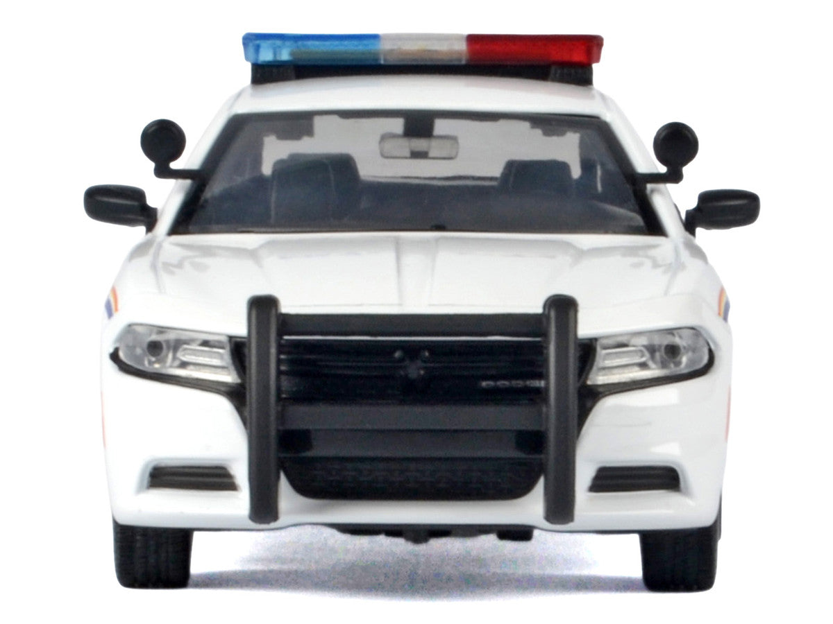 2023 Dodge Charger Pursuit Police Car "Royal Canadian Mounted Police (RCMP)" White with Flashing Light Bar and Front and Rear Lights and Sound 1/24 Diecast Model Car by Motormax-0