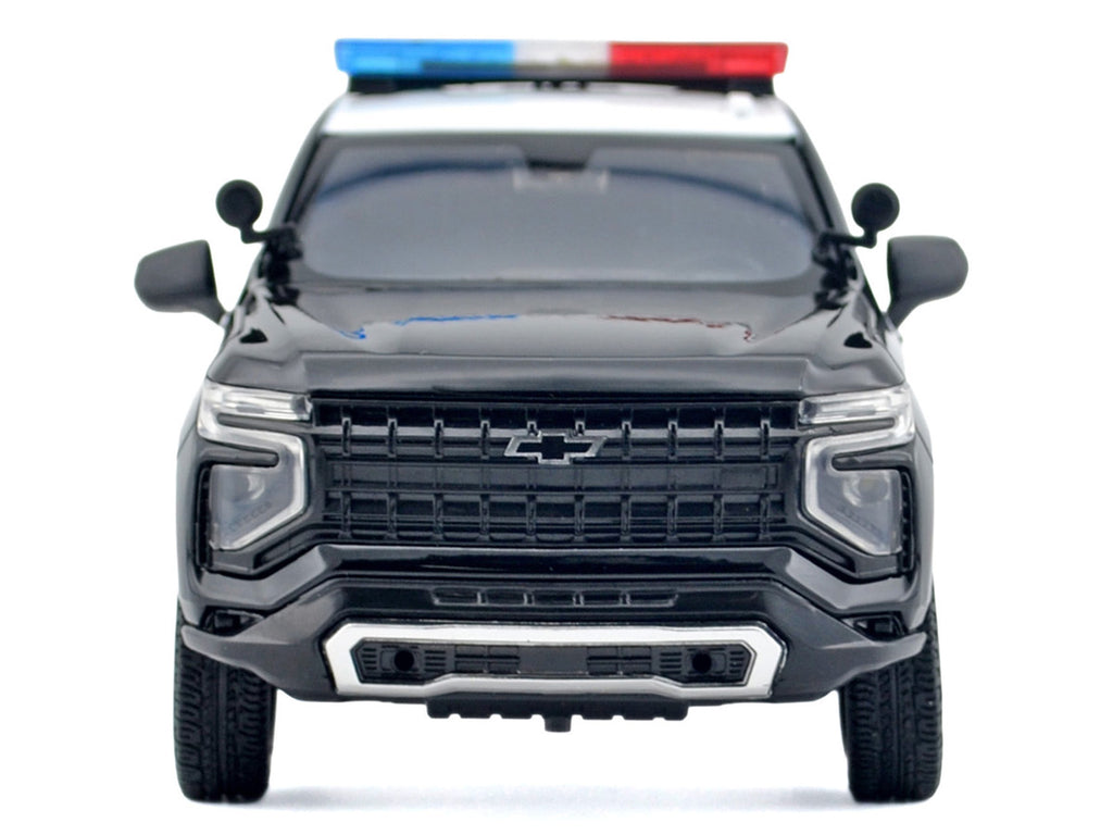 2025 Chevrolet Tahoe PPV "LAPD (Los Angeles Police Department)" Black and White with Flashing Light Bar and Front and Rear Lights and Sounds 1/24 Diecast Model Car by Motormax-3