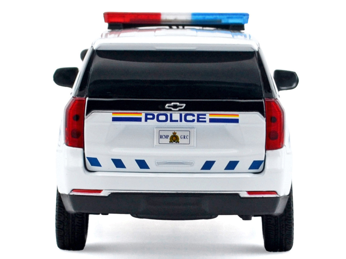 2025 Chevrolet Tahoe PPV "RCMP (Royal Canadian Mounted Police)" White with Stripes with Flashing Light Bar and Front and Rear Lights and Sounds 1/24 Diecast Model Car by Motormax-2